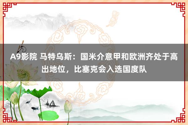 A9影院 马特乌斯：国米介意甲和欧洲齐处于高出地位，比塞克会入选国度队