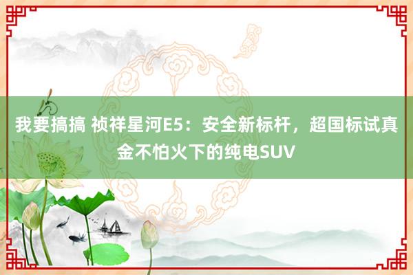 我要搞搞 祯祥星河E5：安全新标杆，超国标试真金不怕火下的纯电SUV