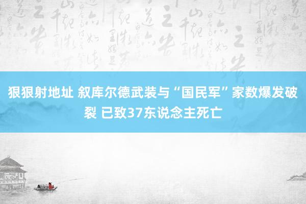 狠狠射地址 叙库尔德武装与“国民军”家数爆发破裂 已致37东说念主死亡