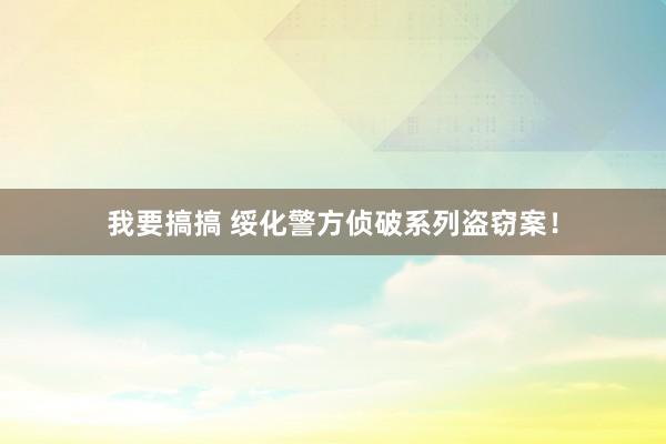 我要搞搞 绥化警方侦破系列盗窃案！