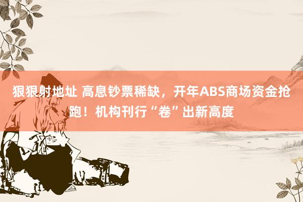 狠狠射地址 高息钞票稀缺，开年ABS商场资金抢跑！机构刊行“卷”出新高度