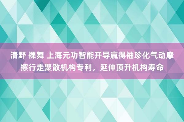 清野 裸舞 上海元功智能开导赢得袖珍化气动摩擦行走聚散机构专利，延伸顶升机构寿命