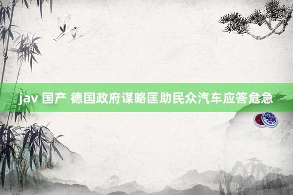 jav 国产 德国政府谋略匡助民众汽车应答危急
