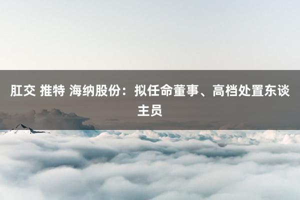 肛交 推特 海纳股份：拟任命董事、高档处置东谈主员