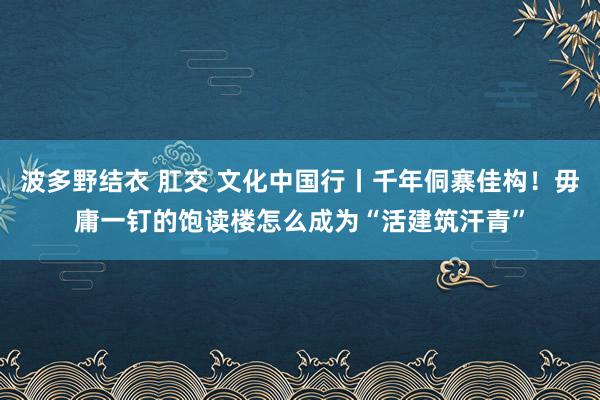 波多野结衣 肛交 文化中国行丨千年侗寨佳构！毋庸一钉的饱读楼怎么成为“活建筑汗青”
