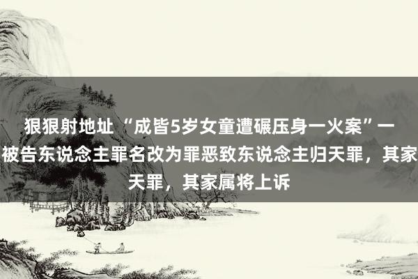 狠狠射地址 “成皆5岁女童遭碾压身一火案”一审宣判：被告东说念主罪名改为罪恶致东说念主归天罪，其家属将上诉