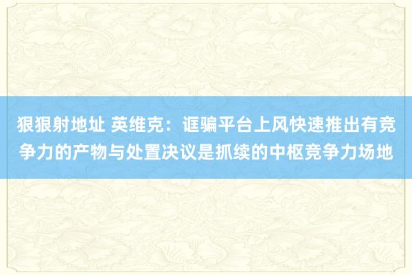 狠狠射地址 英维克：诓骗平台上风快速推出有竞争力的产物与处置决议是抓续的中枢竞争力场地