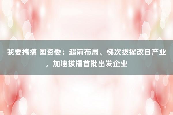 我要搞搞 国资委：超前布局、梯次拔擢改日产业，加速拔擢首批出发企业