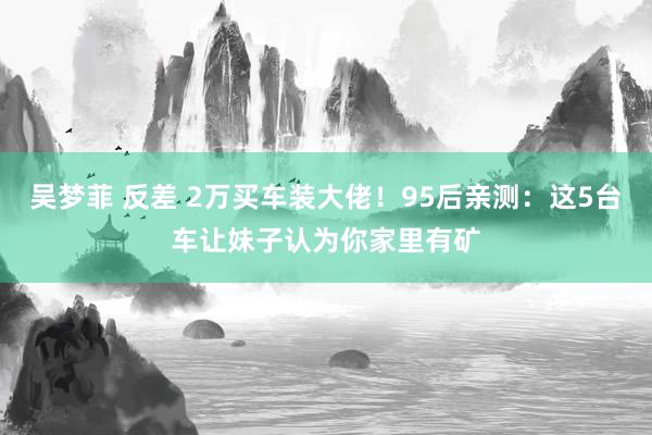 吴梦菲 反差 2万买车装大佬！95后亲测：这5台车让妹子认为你家里有矿