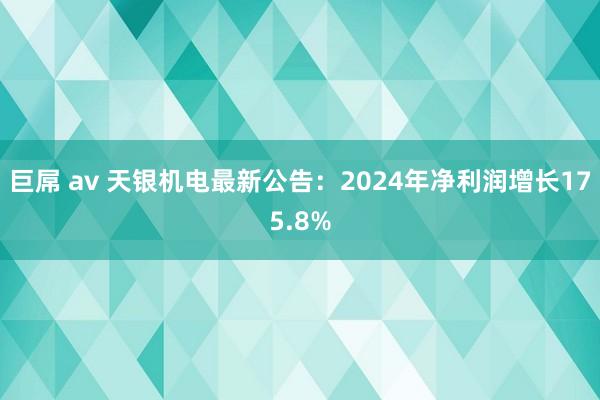巨屌 av 天银机电最新公告：2024年净利润增长175.8%