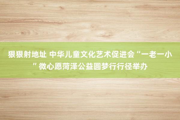 狠狠射地址 中华儿童文化艺术促进会“一老一小”微心愿菏泽公益圆梦行行径举办