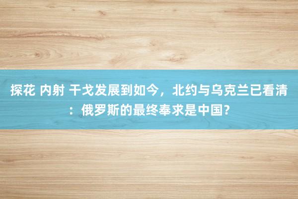 探花 内射 干戈发展到如今，北约与乌克兰已看清：俄罗斯的最终奉求是中国？