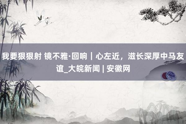 我要狠狠射 镜不雅·回响｜心左近，滋长深厚中马友谊_大皖新闻 | 安徽网
