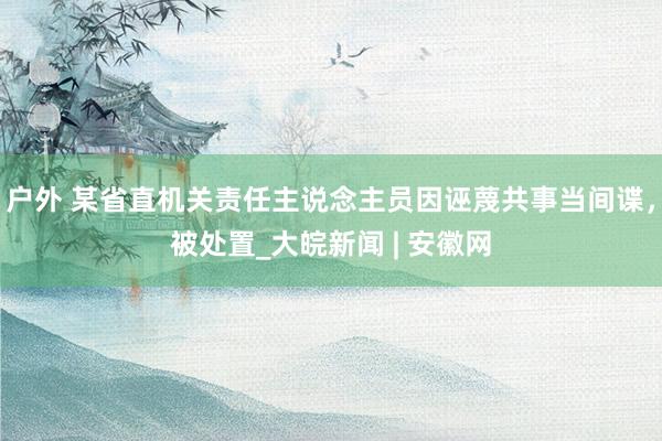 户外 某省直机关责任主说念主员因诬蔑共事当间谍，被处置_大皖新闻 | 安徽网