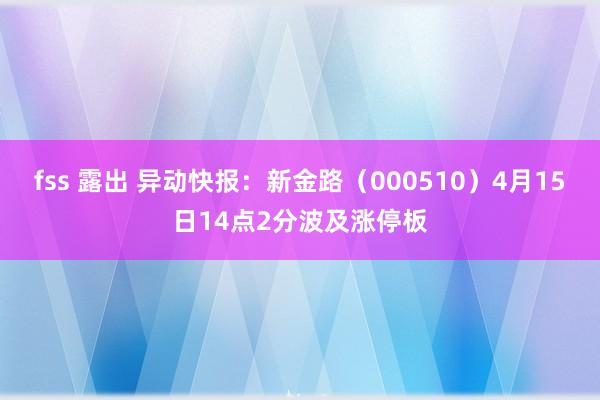 fss 露出 异动快报：新金路（000510）4月15日14点2分波及涨停板