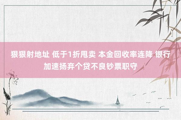 狠狠射地址 低于1折甩卖 本金回收率连降 银行加速扬弃个贷不良钞票职守