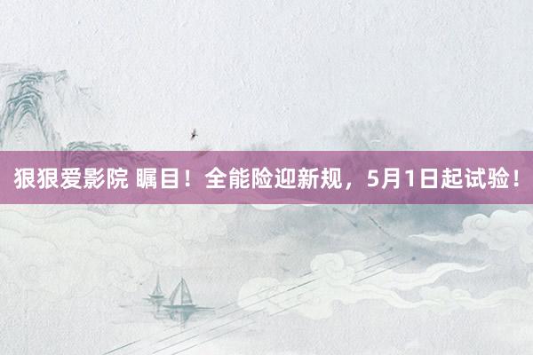 狠狠爱影院 瞩目！全能险迎新规，5月1日起试验！